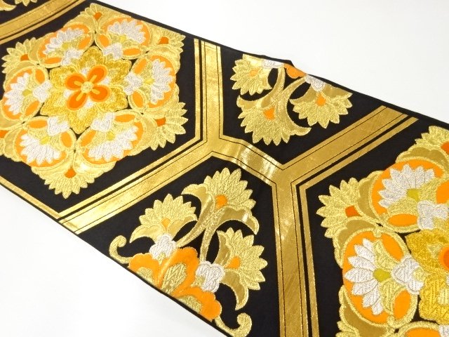 JAPANESE KIMONO / FLOWER PATTERN WOVEN FUKURO OBI